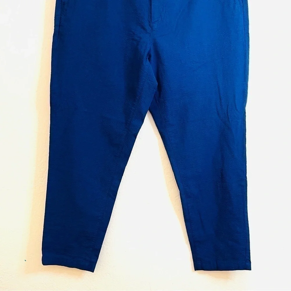 Banana Republic Athletic Fit Hi-Rise Seersucker Pants Men Size 34 Blue Pockets